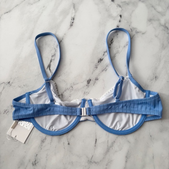 SOLID & STRIPED Daphne Medina Blue Bikini Top M - Picture 5 of 6